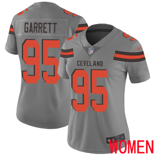 Cleveland Browns Myles Garrett Women Gray Limited Jersey #95 NFL Football Inverted Legend